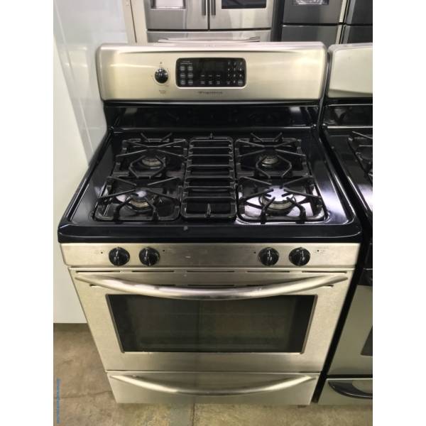New Frigidaire Gallery Stainless Steel French Door Refrigerator, Frigidaire Gallery Stainless Steel GAS Range, 4 Burners, Self Cleaning, Quality Refurbished, 1-Year Warranty!