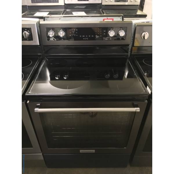 Beautiful Samsung Black Stainless French Door Refrigerator, KitchenAid Black Stainless Range and Kenmore Washer and Dryer Set, 1-Year Warranty!