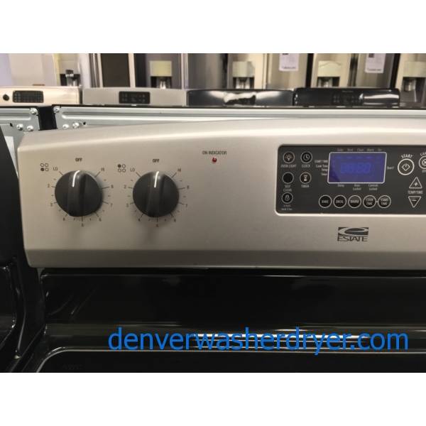 Estate (Whirlpool) Smudge-Proof Electric Range, 4 Burners, Self Cleaning, Quality Refurbished, 1-Year Warranty!