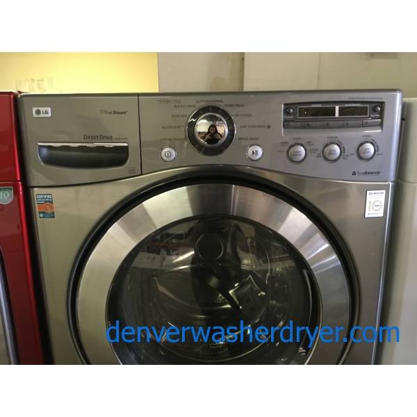 LG Graphite Front-Load Washer w/ Pedestal, TrueSteam, Sanitary and Allergiene Cycles, Stainless Drum, Quality Refurbished, 1-Year Warranty!