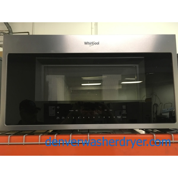 BRAND-NEW Stainless 30″ Smart Whirlpool Over-the-Range Convection Microwave, 1-Year Warranty