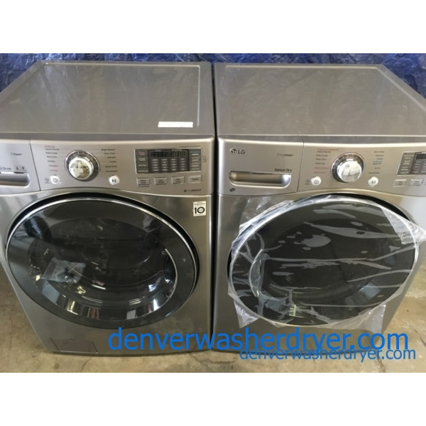BRAND-NEW LG 27″ Stackable HE Front-Load Direct-Drive Steam Washer & *GAS* w/Steam Dryer, 1-Year Warranty