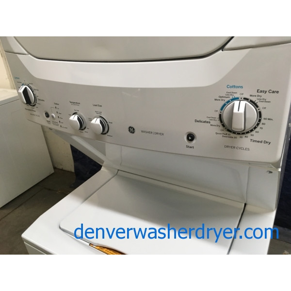 BRAND-NEW 27″ GE Unitized Space-Maker Laundry Center with *Gas* Dryer, 1-Year Warranty