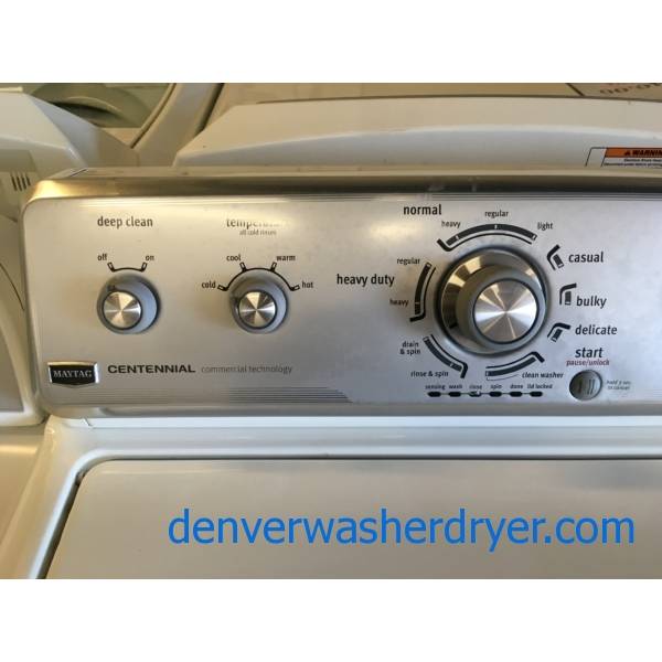 Maytag Centennial Top-Load Washer and Dryer Set, Heavy-Duty, Auto-Load Sensing, HE, Wrinkle Prevent Option, Quality Refurbished, 1-Year Warranty!
