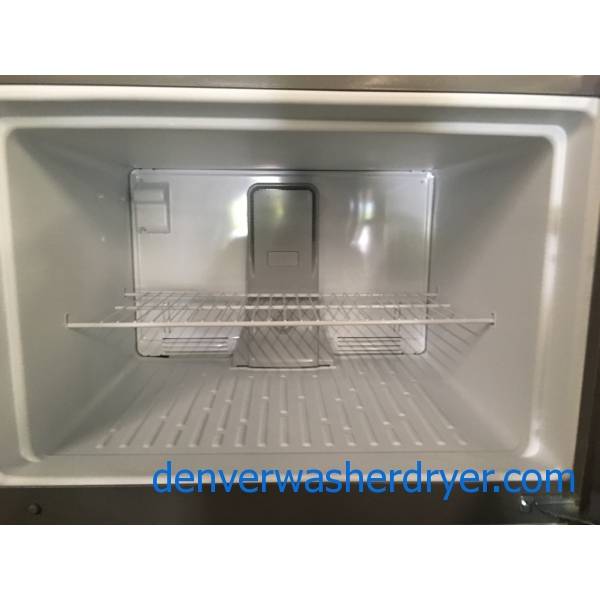 NEW!! Stainless Top-Mount Whirlpool Refrigerator, Clear Humidity Control Crispers, 20.5 Cu.Ft. Capacity, LED Lighting, 1-Year Warranty!