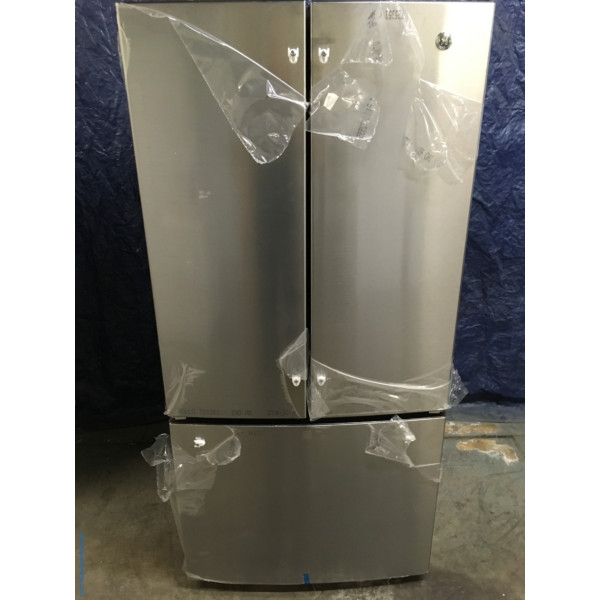 BRAND-NEW GE 33″ French Door Stainless Refrigerator with Ice Maker, 1-Year Warranty