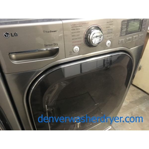 Quality Refurbished 27″ LG Front-Load Stackable HE Direct-Drive Steam Washer & Electric 220v Steam Dryer Set, 1-Year Warranty
