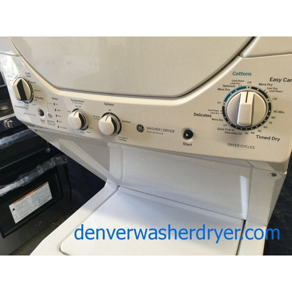 BRAND-NEW GE 24″ Unitized Space-Maker (2.0 Cu. Ft.) Washer & (4.4 Cu. Ft.) *GAS* Dryer Laundry Center, 1-Year Warranty
