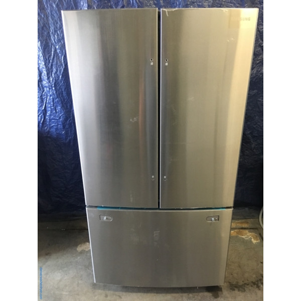 BRAND-NEW 36″ Samsung (25.5 Cu. Ft.) Stainless-Steel French Door Refrigerator w/Internal Water Dispenser, 1-Year Warranty
