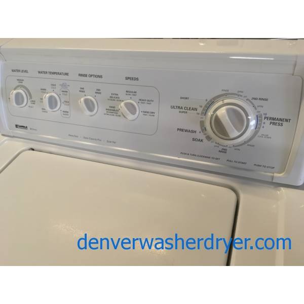 Heavy-Duty Kenmore 90 Series Washer and Dryer, Super Capacity Plus, Agitator, 27″ Wide Dryer, Auto Moisture Sensing, Quality Refurbished, 1-Year Warranty!