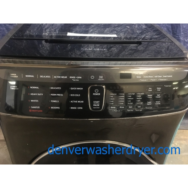 BRAND-NEW BLACK STAINLESS 27″ HE Samsung Flex-Wash Front-Load Direct-Drive Steam-Washer & Samsung Flex-Dry *GAS* Steam-Dryer, 1-Year Warranty