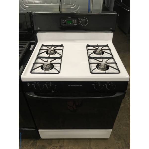 G.E Gas Range in Black and White, Quality Refurbished 1-Year Warranty