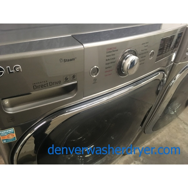BRAND-NEW GINORMOUS 29″ LG HE Front-Load Stackable Direct-Drive Steam Washer & 29″ Electric Steam Dryer Set, 1-Year Warranty