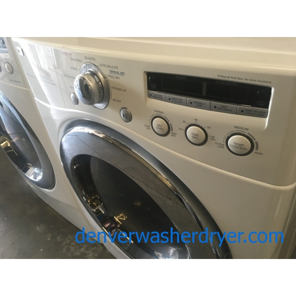 Quality Refurbished 27″ LG Front-Load Stackable Direct-Drive Washer w/Sanitary & Electric Dryer Set, 1-Year Warranty