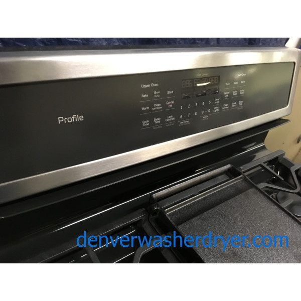 BRAND-NEW 30″ GE Profile Stainless (6.8 Cu. Ft.) Double-Oven *GAS* Range w/Self Cleaning Convection Oven, 1-Year Warranty