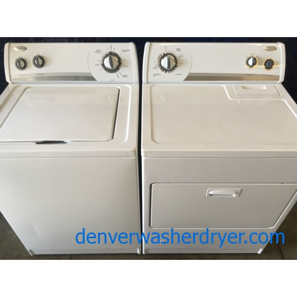 Heavy-Duty Whirlpool Top-Load Direct-Drive Washer & *GAS* Dryer, 1-Year Warranty