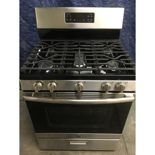 BRAND-NEW GE Stainless 30″ Free-Standing *GAS* (5.0 Cu. Ft.) Range, 1-Year Warranty
