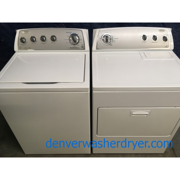 27″ HE Whirlpool Top-Load Washer w/Quick-Wash & HE Electric Dryer w/Accu-Dry Set, 1-Year Warranty