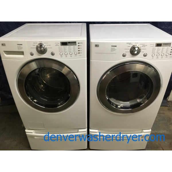 27″ Quality Refurbished LG HE Front-Load Stackable Direct-Drive Washer & Electric Dryer, 1-Year Warranty