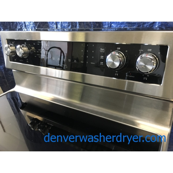 BRAND-NEW 30″ Stainless KitchenAid Self-Cleaning Free-Standing Double-Oven (6.7 Cu. Ft.) Electric Range w/Convection, 1-Year Warranty