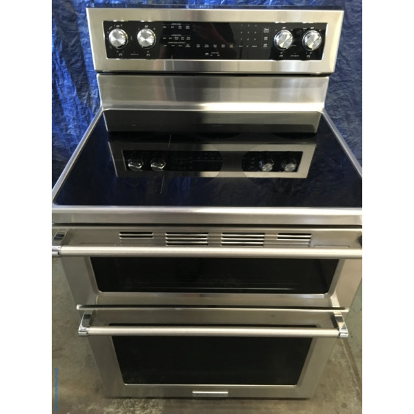BRAND-NEW 30″ Stainless KitchenAid Self-Cleaning Free-Standing Double-Oven (6.7 Cu. Ft.) Electric Range w/Convection, 1-Year Warranty