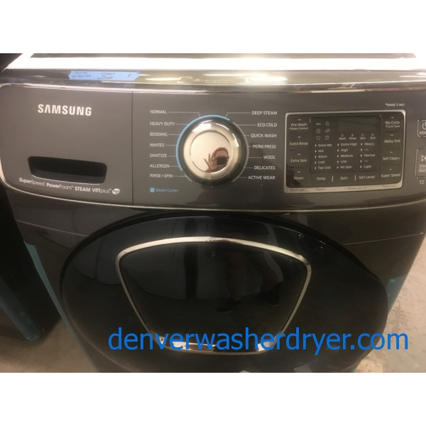 BRAND-NEW Samsung 27″ Black Stainless Stackable Front-Load Steam-Washer w/Add-a-Wash, 1-Year Warranty