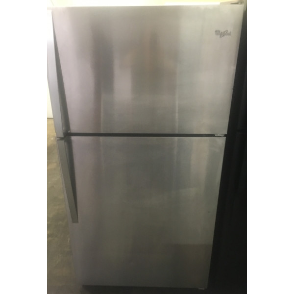 36″ Whirlpool Monochromatic Stainless Top-Freezer {20.5 Cu. Ft.} Refrigerator, 1-Year Warranty
