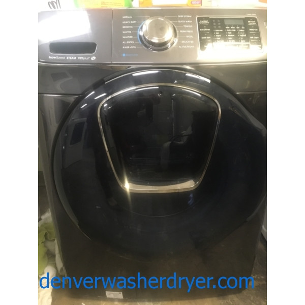 BRAND-NEW HE 27″ Black Stainless Samsung ENERGY STAR Front-Load Stackable (4.5 Cu. Ft.) Washer w/Add-a-Wash, 1-Year Warranty