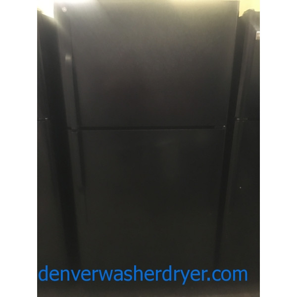 33″ GE Black Top-Mount (22 Cu. Ft.) Refrigerator, 1-Year Warranty
