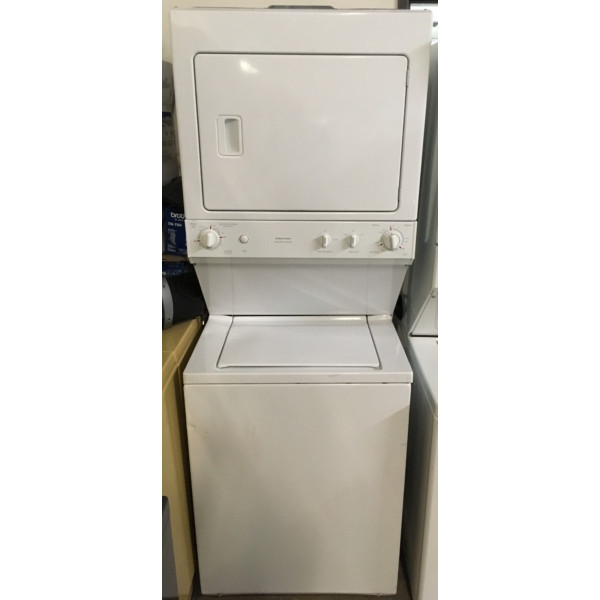 27″ GE Full-Sized Stackable (Unitized) 27″ Laundry Center, 220V, Clean and 1-Year Warranty