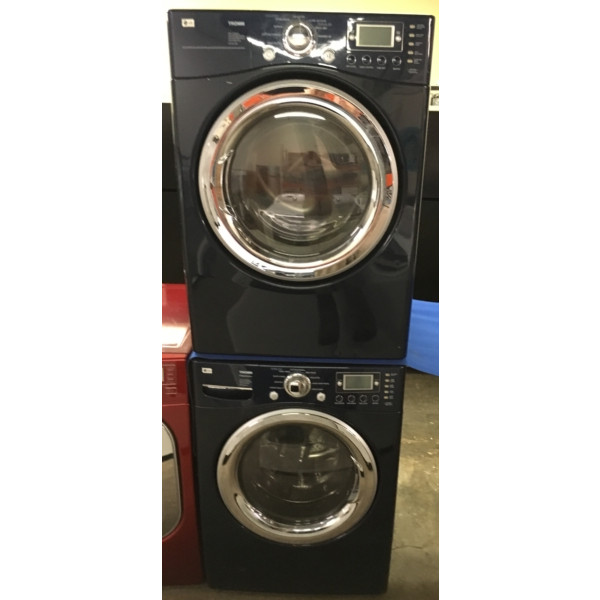 Front-Load Stackable LG Washer/Dryer Set, Electric, Navy Blue, Energy Star, Direct-Drive, Steam/Sanitary Cycles, 1-Year Warranty