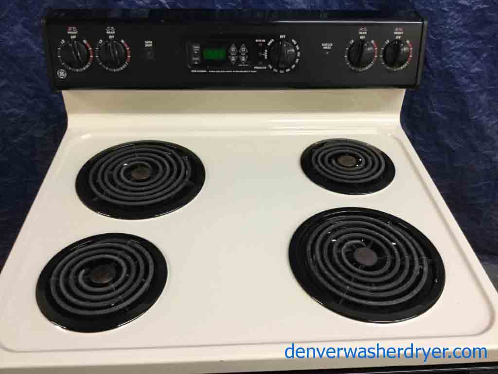 Large Images for Almond/Black GE Electric Range, SelfCleaning, 30