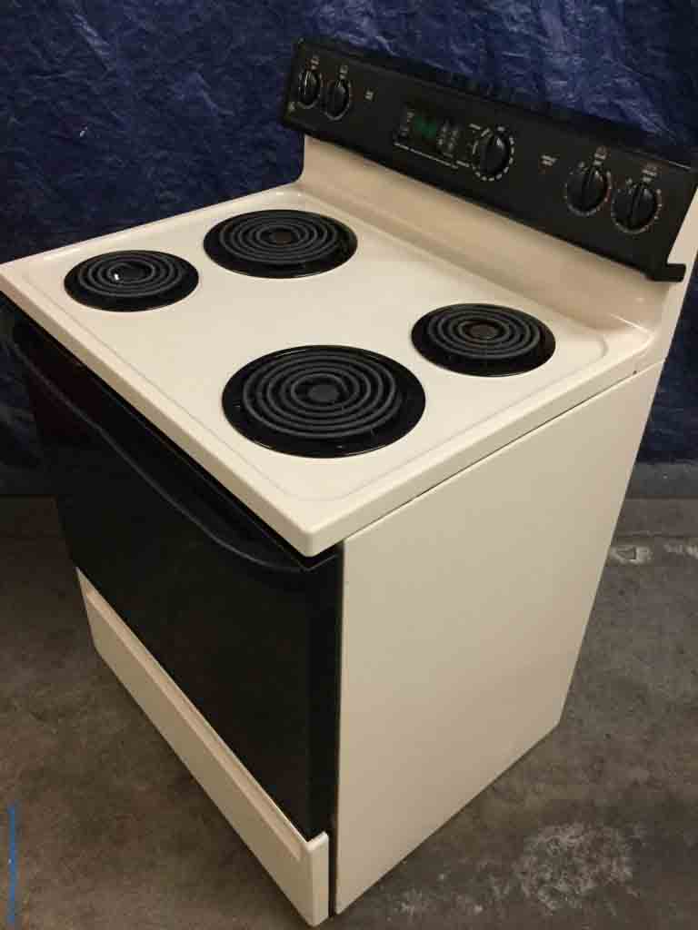 Large Images for Almond/Black GE Electric Range, SelfCleaning, 30