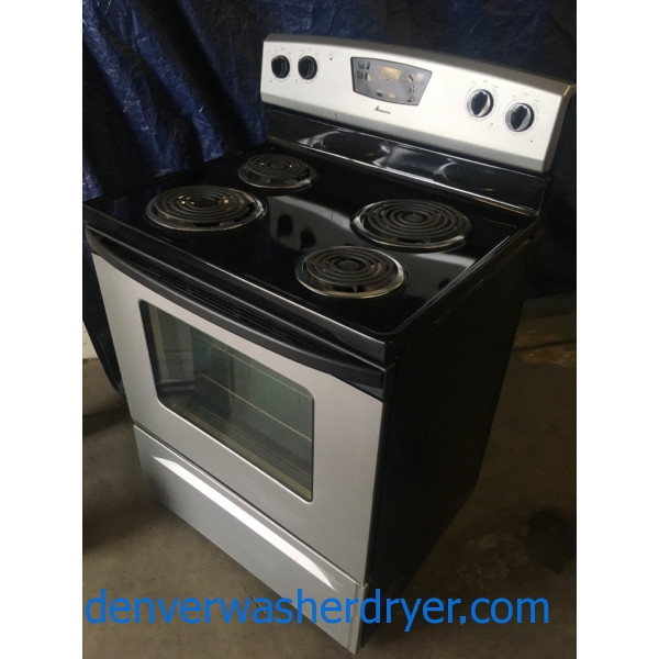 Black CoilTop Amana (Maytag) 30" Freestanding Electric Range, 1Year