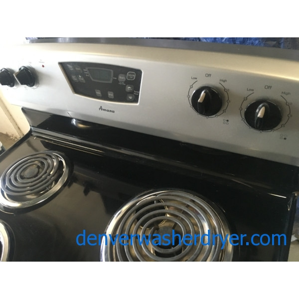Black CoilTop Amana (Maytag) 30" Freestanding Electric Range, 1Year