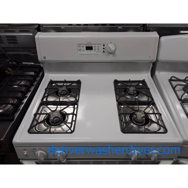 GE White GAS Range, 4 Burners, Storage Drawer, Self-Cleaning, Quality Refurbished, 1-Year Warranty!