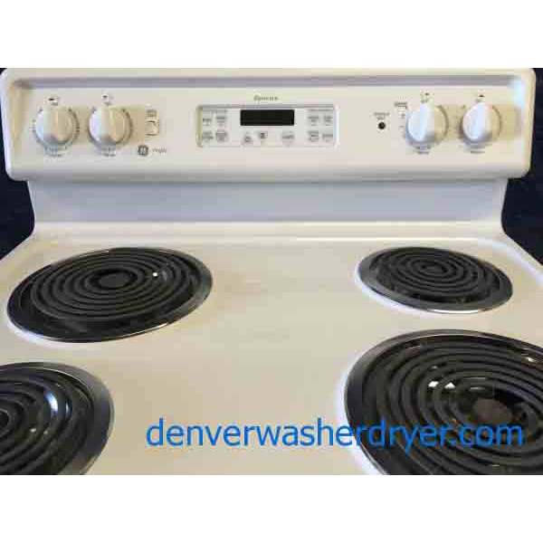 White GE Electric Coil Top Range! 2844 Denver Washer Dryer