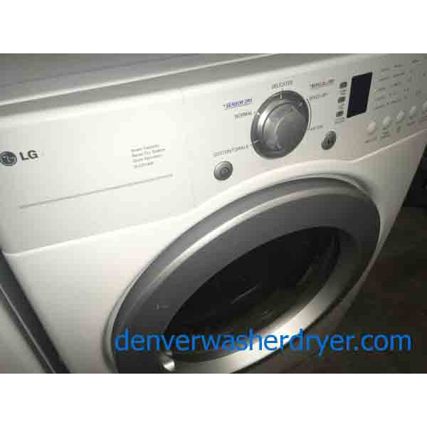 HE White LG Front-loading Washer and Dryer