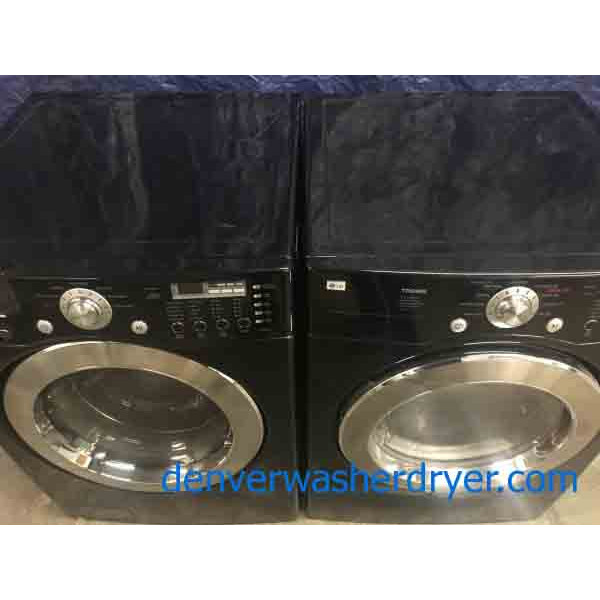 Beautiful Black LG Tromm High Efficiency Stackable Front-Load Laundry Set