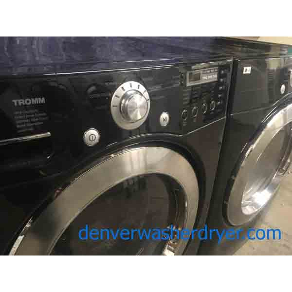 Beautiful Black LG Tromm High Efficiency Stackable Front-Load Laundry Set