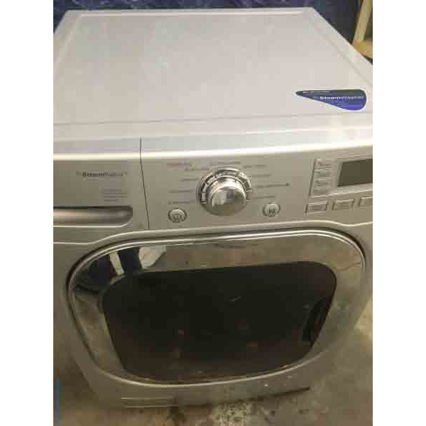 Shiny Silver Steam LG Tromm Front-Loading Washer!