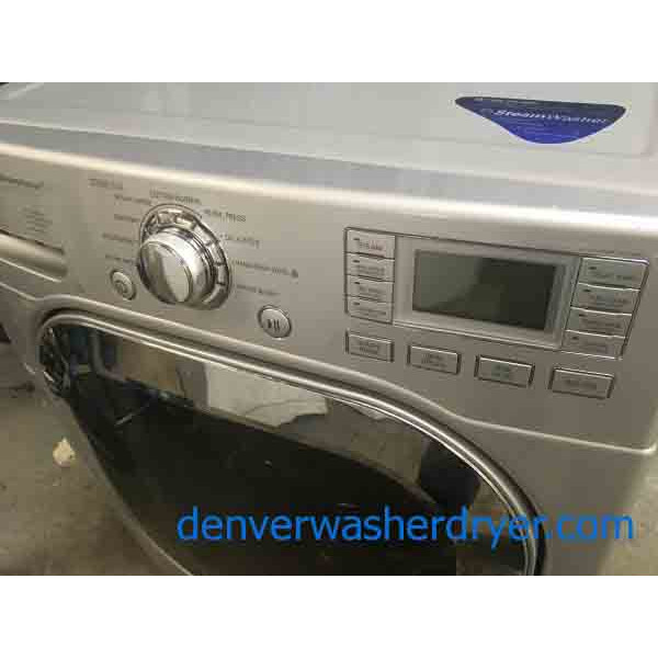 Shiny Silver Steam LG Tromm Front-Loading Washer!