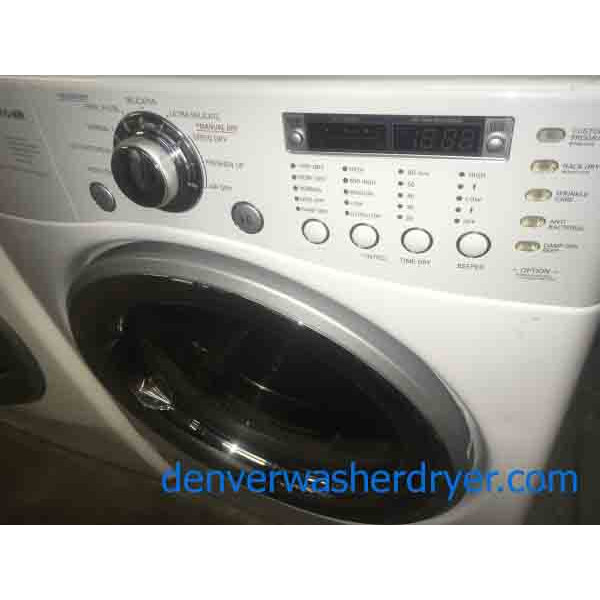 White LG Stackable Front Load Washer and Dryer