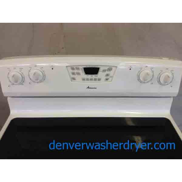 Amana White Glass-Top Stove!