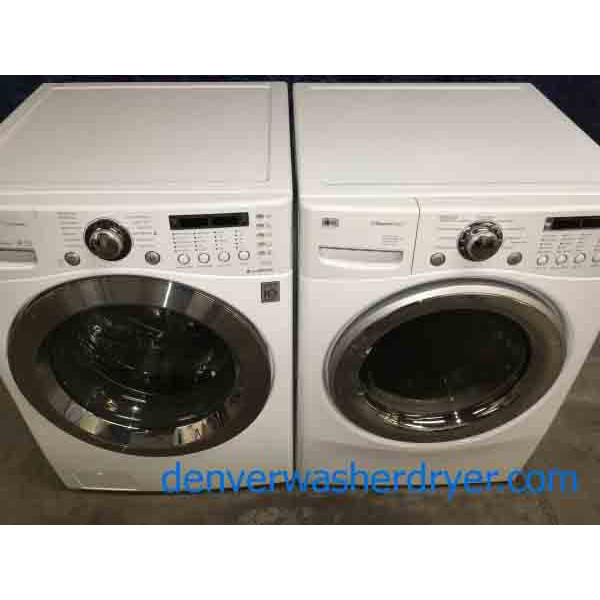 Stacked Front-Load LG Washer|Dryer Set, Steam, Electric, Direct-Drive