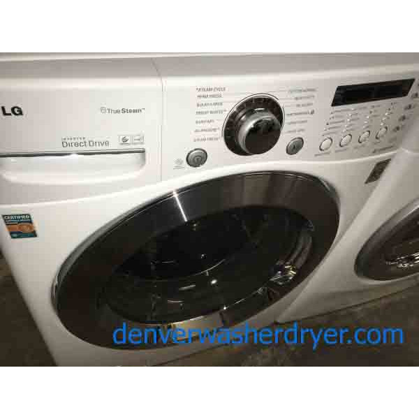 Stacked Front-Load LG Washer|Dryer Set, Steam, Electric, Direct-Drive