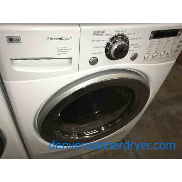 Stacked Front-Load LG Washer|Dryer Set, Steam, Electric, Direct-Drive