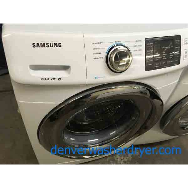 New Samsung Front-Load Washer and Dryer Set, Electric, Stackable, Scratch-Dent