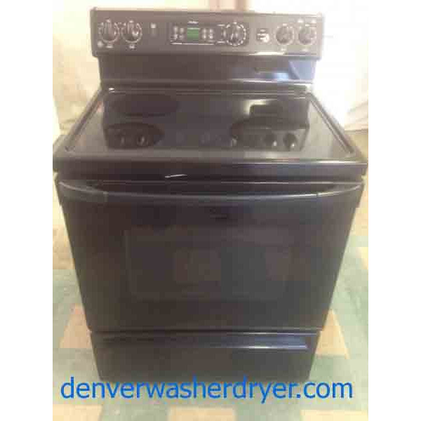 Black 4-Burner GE Glass Top Stove