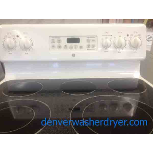 White 5-Burner GE Glass Top Stove!